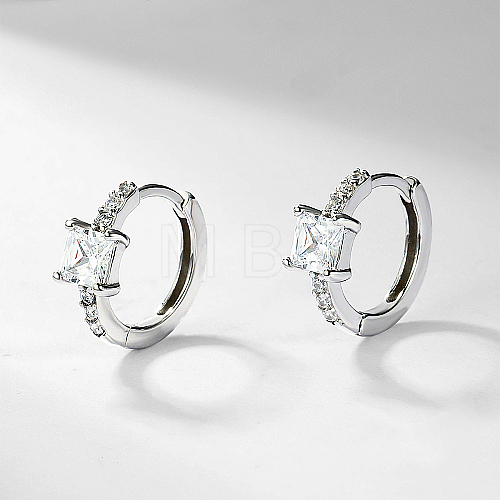 Anti-Tarnish Rhodium Plated Platinum 925 Sterling Silver Hoop Earrings OB9176-4-1