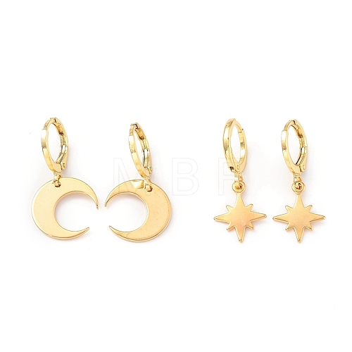 Brass Huggie Hoop Earrings Sets EJEW-JE04217-1