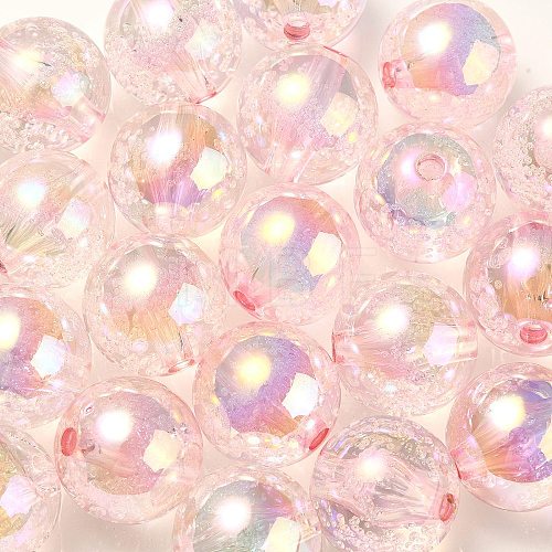 UV Plating Transparent Rainbow Iridescent Acrylic Beads TACR-D010-07E-1