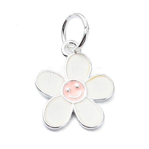 925 Sterling Silver Enamel Smiling Face Flower Charms STER-M119-06A-S-1