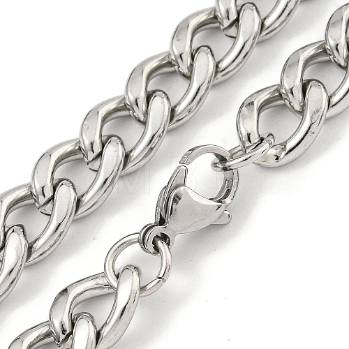 Non-Tarnish 201 Stainless Steel Cuban Link Chain Necklaces for Women and Men NJEW-F322-03P-03-1