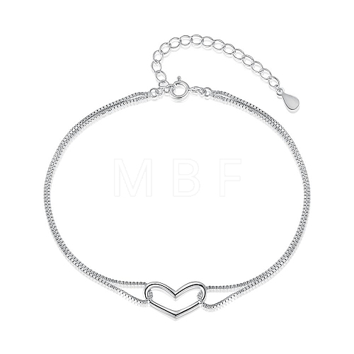 Silver 925 Sterling Silver Heart Link Bracelet CJ1255-15-1