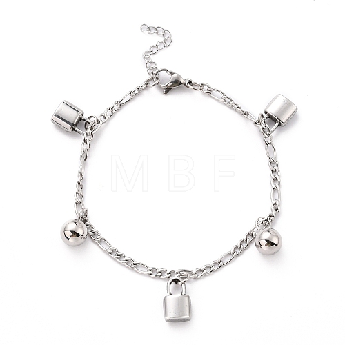 304 Stainless Steel Charm Bracelets STAS-B021-18P-1