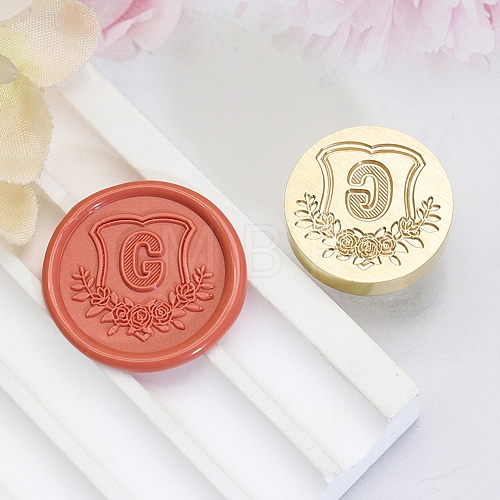 Golden Tone Round Wax Seal Brass Stamp Heads AJEW-Z034-02G-G-1