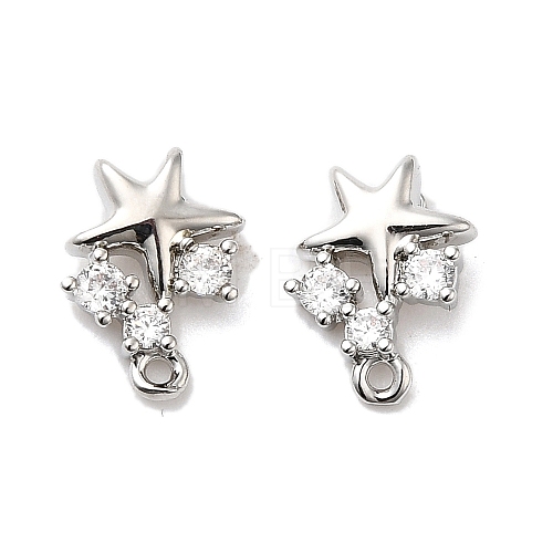 Brass with Cubic Zirconia Stud Earrings Finding KK-Q048-14P-1