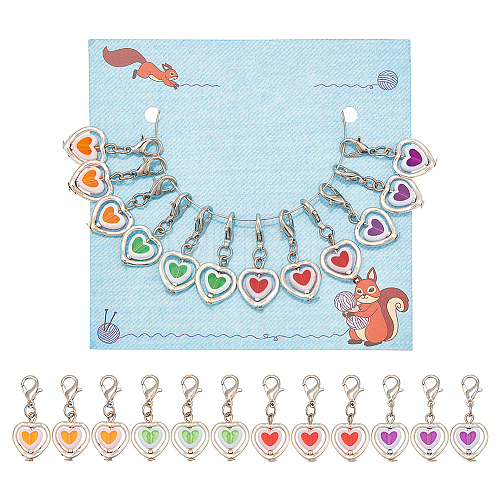 12Pcs 4 Colors Plastic Pendant Stitch Markers HJEW-NB00047-1