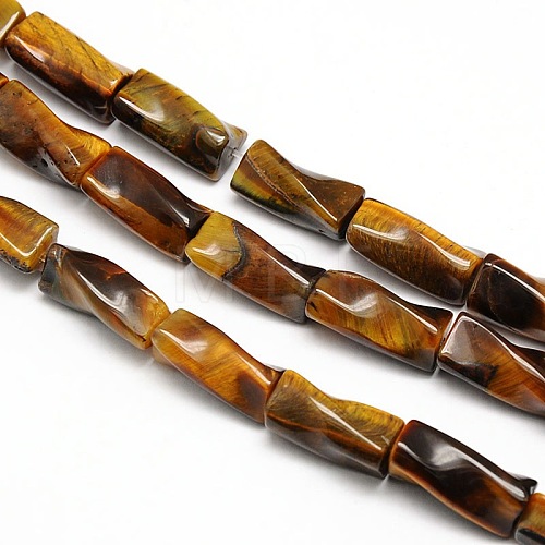 Natural Tiger Eye Twist Column Beads Strands G-L240-04-1