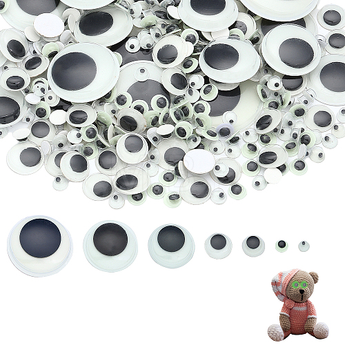 300Pcs 7 Style Luminous Plastic & Resin Wiggle Googly Eyes Cabochons DIY-CA0004-96-1