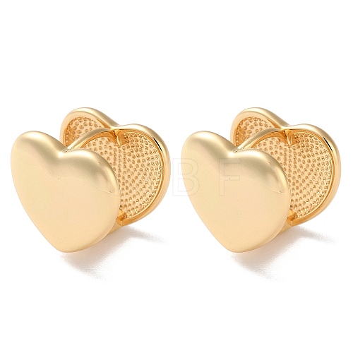 Heart Brass Hoop Earrings for Women EJEW-B056-20G-1