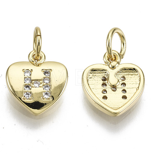 Brass Micro Pave Clear Cubic Zirconia Charms KK-N227-34H-NF-1