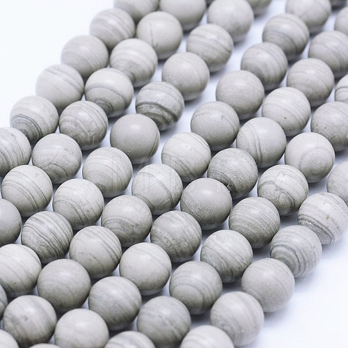 Natural Silver Line Jasper Beads Strands G-F531-6mm-O-1