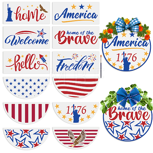 MAYJOYDIY US 1 Set Independence Day PET Hollow Out Drawing Painting Stencils DIY-MA0005-10D-1