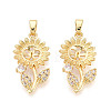 Brass Micro Pave Clear Cubic Zirconia European Dangle Charms Bails KK-N276-14G-1