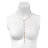 Alloy & White Imitation Pearl Round Beaded Link Chain Y Necklaces for Women FS-WG05D33-01-5