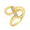 Brass Micro Pave Clear Cubic Zirconia Open Cuff Ring for Women RJEW-M173-03A-G-1