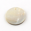 Flat Round Black Lip Shell Pendants SHEL-R009-32-3