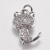 Brass Micro Pave Cubic Zirconia Kitten Charms ZIRC-E147-42P-1