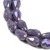Opaque Solid Color Electroplate Glass Beads Strands LS-EGLA-N013-P8mm-B09-3