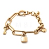 304 Stainless Steel Paperclip & Rolo Chains Charm Bracelets for Women BJEW-C089-03G-4