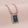 304 Stainless Steel Enamel Rectangle Medal with Heart Pendnat Necklaces FS-WGFFC06-01-2