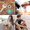 Sunflower with Smiling Face & Star Transparent Acrylic Keychains KEYC-YW00229-01-6