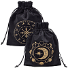 2Pcs 2 Styles Printed Velvet Drawstring Storage Bags for Tarot Card ABAG-CN0001-78-1