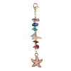 Starfish/Shell/Turtle Alloy Enamel Charms & 7 Chakra Gemstone Chips Beaded Pendant Decoration HJEW-JM01205-2