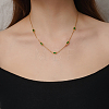 Elegant 304 Stainless Steel Pave Rectangle Green Cubic Zirconia Link Chain Necklaces for Women FB8248-2-3