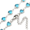 304 Stainless Steel & Glass Heart Link Chain Necklaces NJEW-P315-03P-03-2