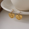 304 Stainless Steel Pave Clear Cubic Zirconia Stud Dangle Earrings WG47F59-01-3