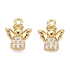Brass Micro Pave Clear Cubic Zirconia Charms KK-T073-15G-1
