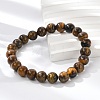 Natural Tiger Eye Round Beaded Stretch Bracelets BJEW-F203-04-5