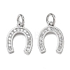 CZ Brass Micro Pave Cubic Zirconia Horse Shoe Charms ZIRC-L018-13P-1