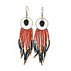 Halloween Glass Seed Tassel Earrings for Women EJEW-MZ00798-01-3