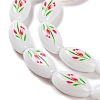 Printing Glass Oval Beads for Necklaces Bracelets Making GLAA-B020-01A-12-4