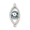 Brass Micro Pave Clear Cubic Zirconia Enamel Horse Eye Connector Charms KK-H534-02P-01-1