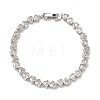 Heart Brass Micro Pave Clear Cubic Zirconia Link Chain Bracelets for Women BJEW-C156-07C-P-4