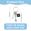 10Pcs Resin & Faux Suede Tassel Keychains KEYC-DR00024-2