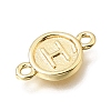 Brass Disc with Initial Links Connector Charms KK-E802-36G-H-2