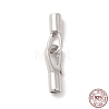 Rhodium Plated 925 Sterling Silver Fold Over Clasps STER-G038-08P-1