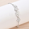 Brass Pave Clear Cubic Zirconia Clover Envelope Link Bracelets KK-CBA6980-18P-3