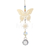Glass Beads & 201 Stainless Steel Butterfly Hanging Suncatchers HJEW-JM04761-02-2