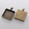 Square Alloy Pendant Cabochon Settings X-PALLOY-N0088-07AB-NF-2