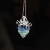 Ocean Handmade Lampwork Heart Pendant 201 Stainless Steel Cable Chain Necklaces WG9777A-04-2