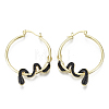 Brass Micro Pave Cubic Zirconia Hoop Earrings KK-R137-024-NF-2