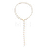 Alloy & White Imitation Pearl Round Beaded Link Chain Y Necklaces for Women FS-WG05D33-01-3