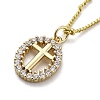 Brass Clear Cubic Zirconia Pendant Necklaces for Women NJEW-D305-03G-01-2