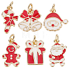 6Pcs 6 Style Real 18K Gold Plated Brass Enamel Pendants KK-BBC0005-28-1