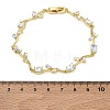 Brass Glass Flower Link Chain Bracelets KK-CBA7DFA-01G-02-5