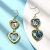 Brass Natural Abalone Shell Dangle Earrings EJEW-F388-01B-G-3